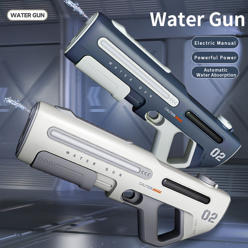 Automatic Power Electric Water Blaster Long Range w/ Light Outdoor Pool Toy Gun