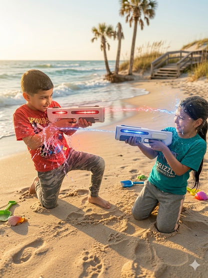 Automatic Power Electric Water Blaster Long Range w/ Light Outdoor Pool Toy Gun